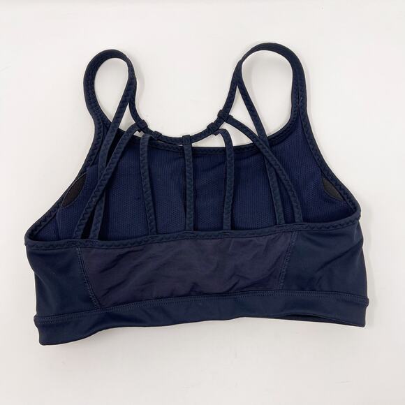 Athleta Navy Blue Strappy Back Sports Bra Small S Scoop Neck Removable Cups - Picture 5 of 9